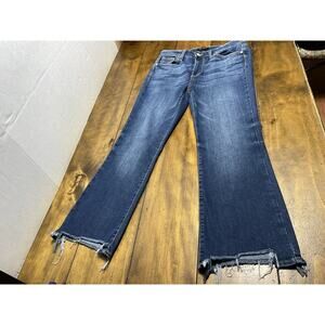 Judy Blue Jeans Womens Size 11/30 Cropped Boot Cut Denim Frayed Hem Blue Stretch